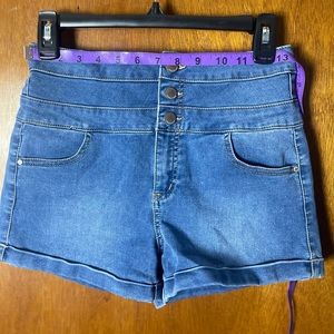Tinseltown Denim Couture High Waisted Jean Shorts (sz 5)